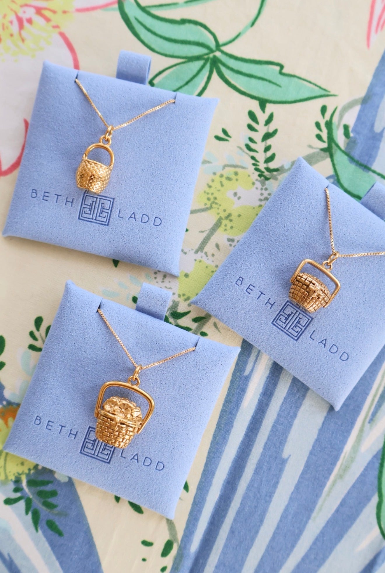 Beth Ladd Collections™️ Nantucket Hydrangea Basket Charm + Necklace