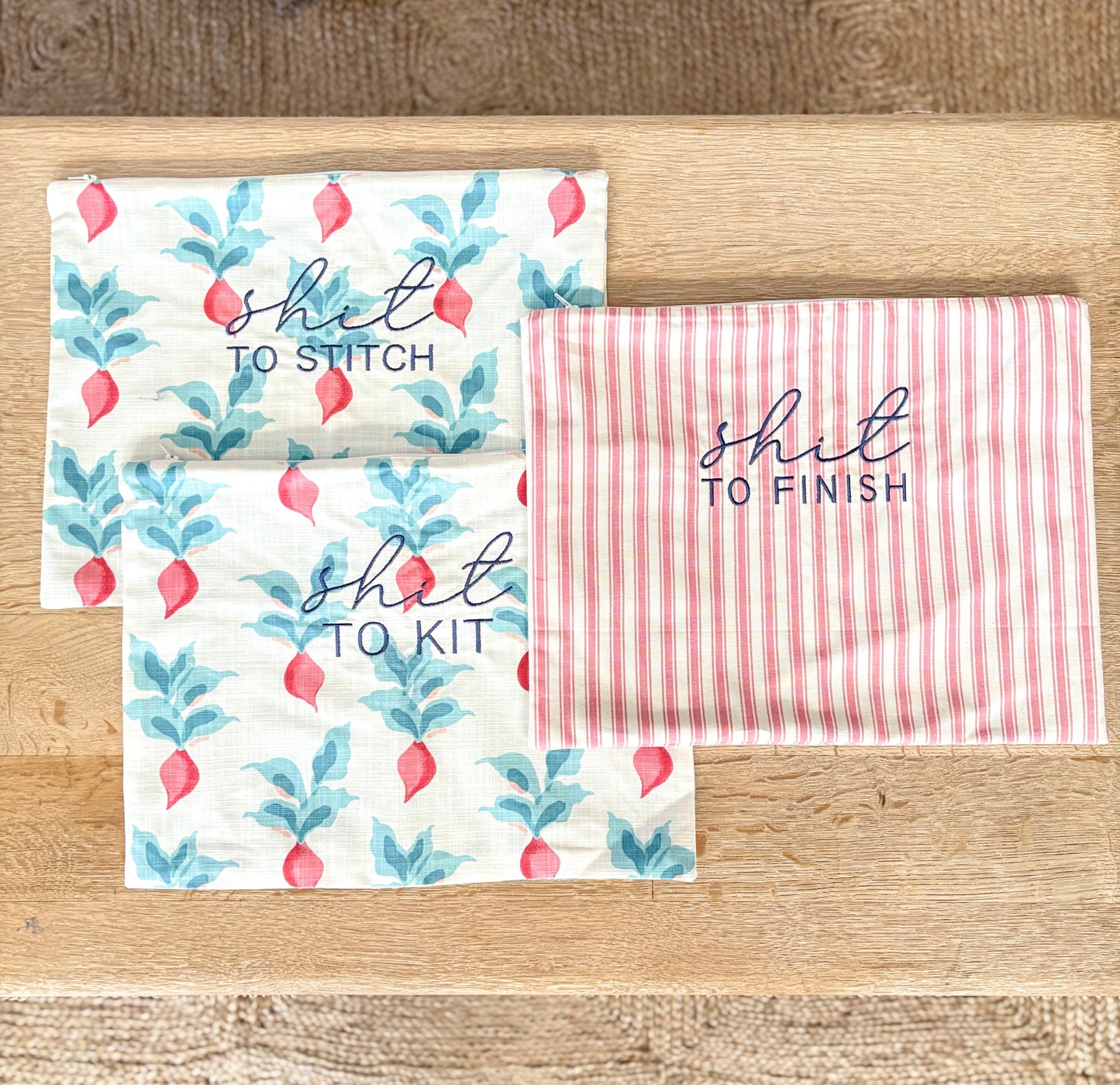 Project Bags in Pink Radish & Stripe