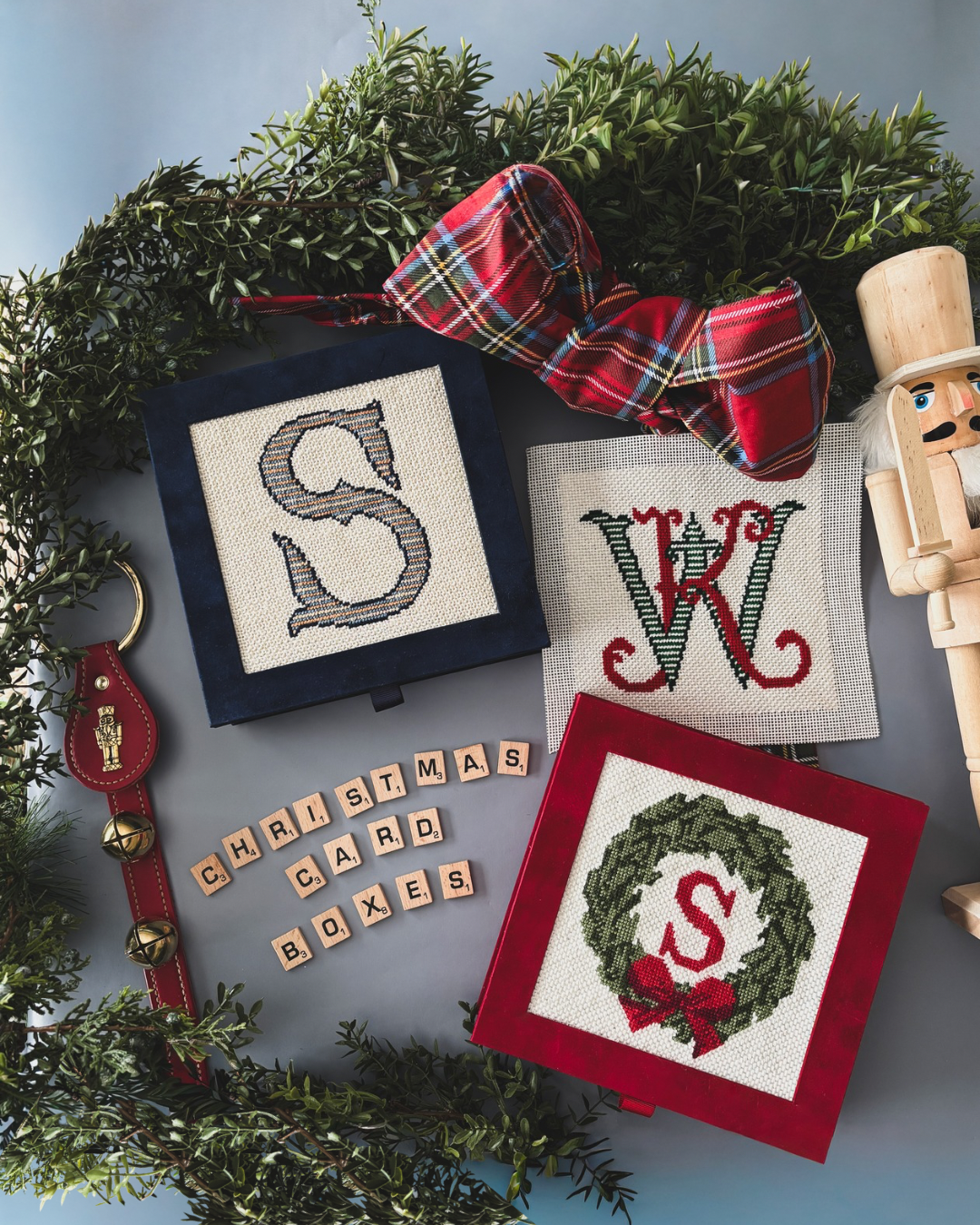 Fancy Monogram Canvas for Velvet Christmas Card Boxes