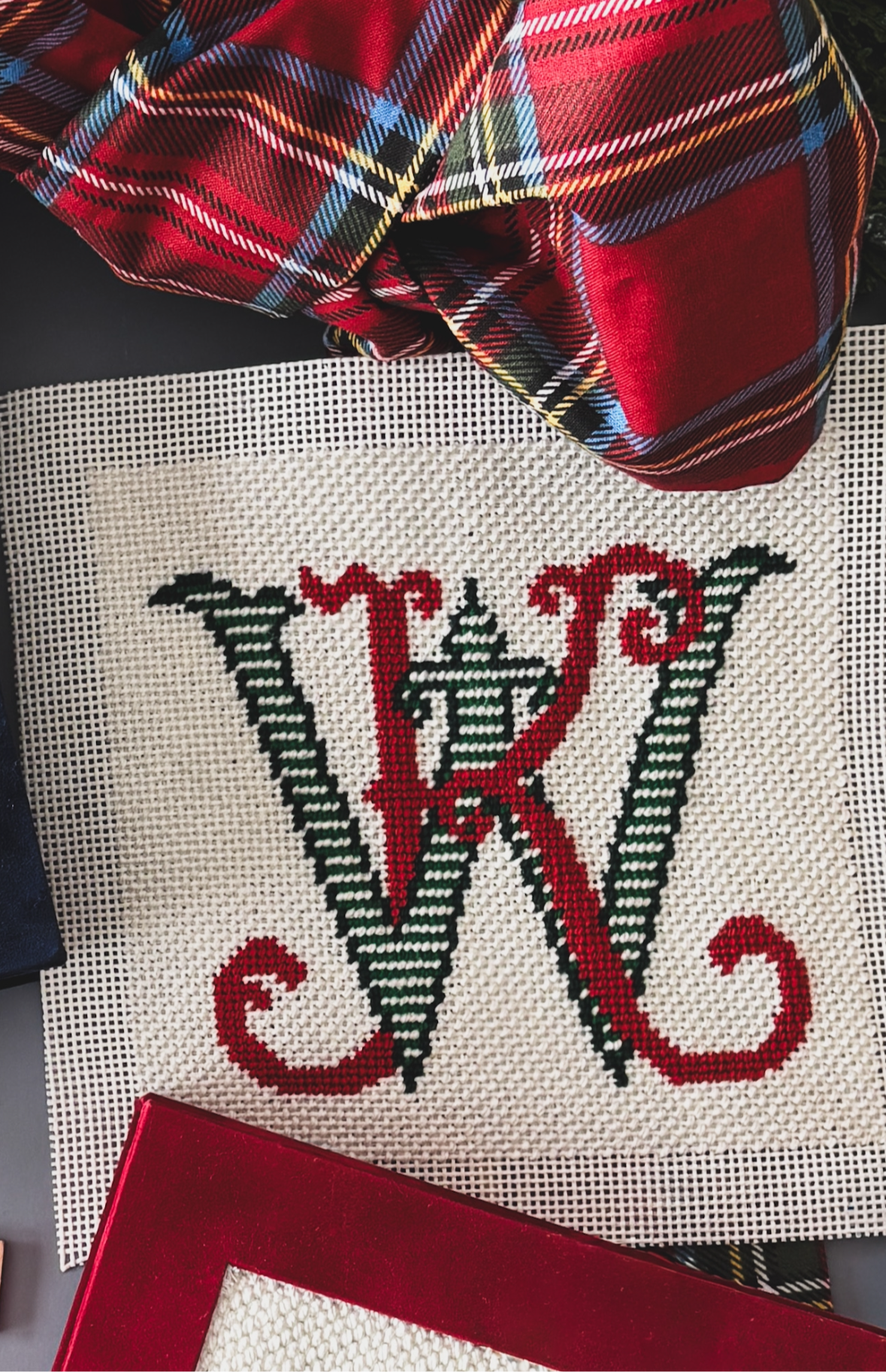 Fancy Monogram Canvas for Velvet Christmas Card Boxes