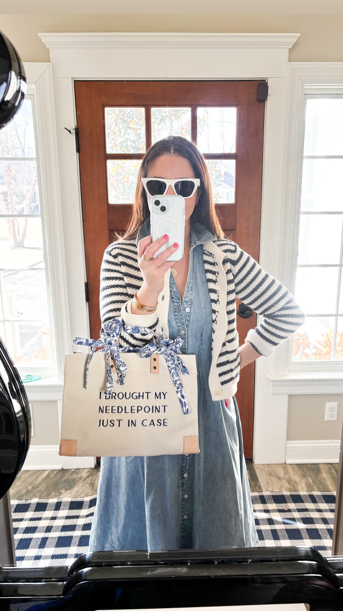 Mini Box Tote - I Brought My Needlepoint Just In Case