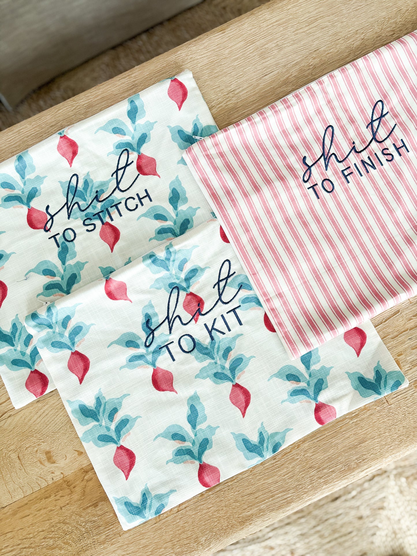 Project Bags in Pink Radish & Stripe