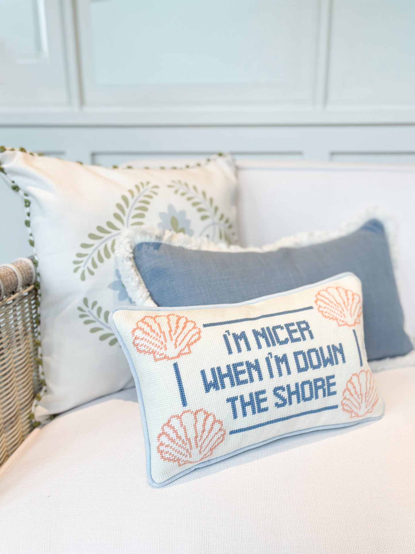 Needlepoint Pillow “I’m Nicer When I’m Down the Shore”