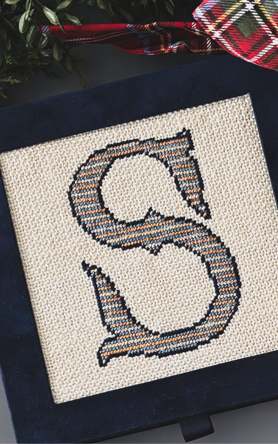 Fancy Monogram Canvas for Velvet Christmas Card Boxes