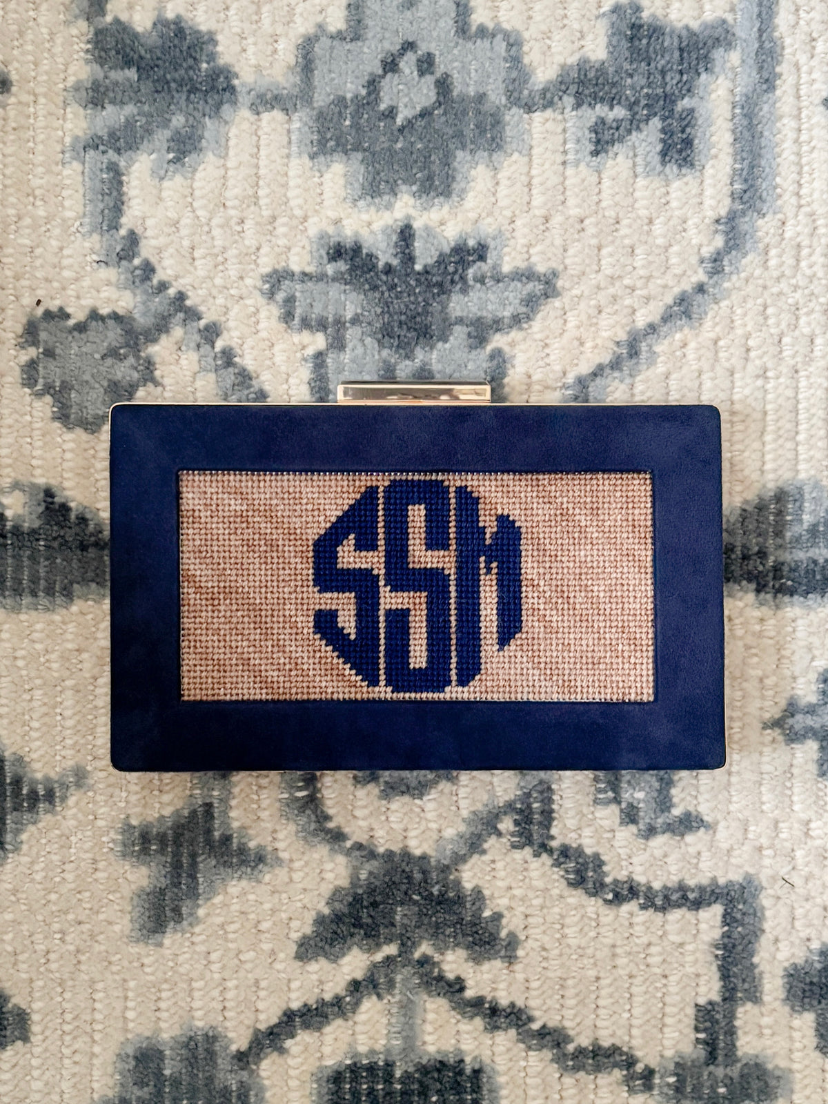 the𝗡𝗗𝗟𝗣𝗧bag™️ suede clutch with painted monogram