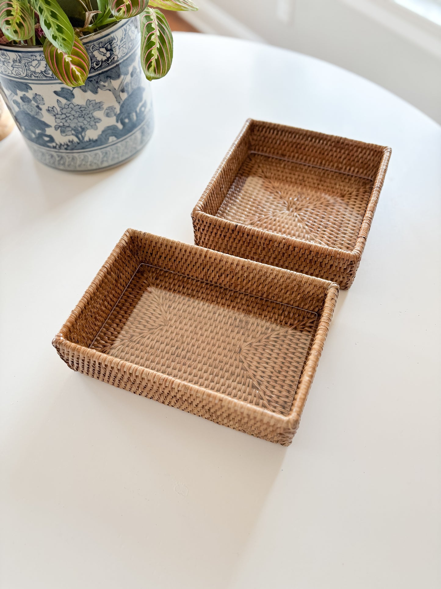 rattan needlepoint tray