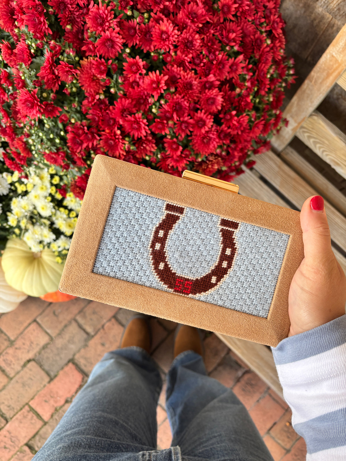 the𝗡𝗗𝗟𝗣𝗧bag™️ suede clutch with painted monogram