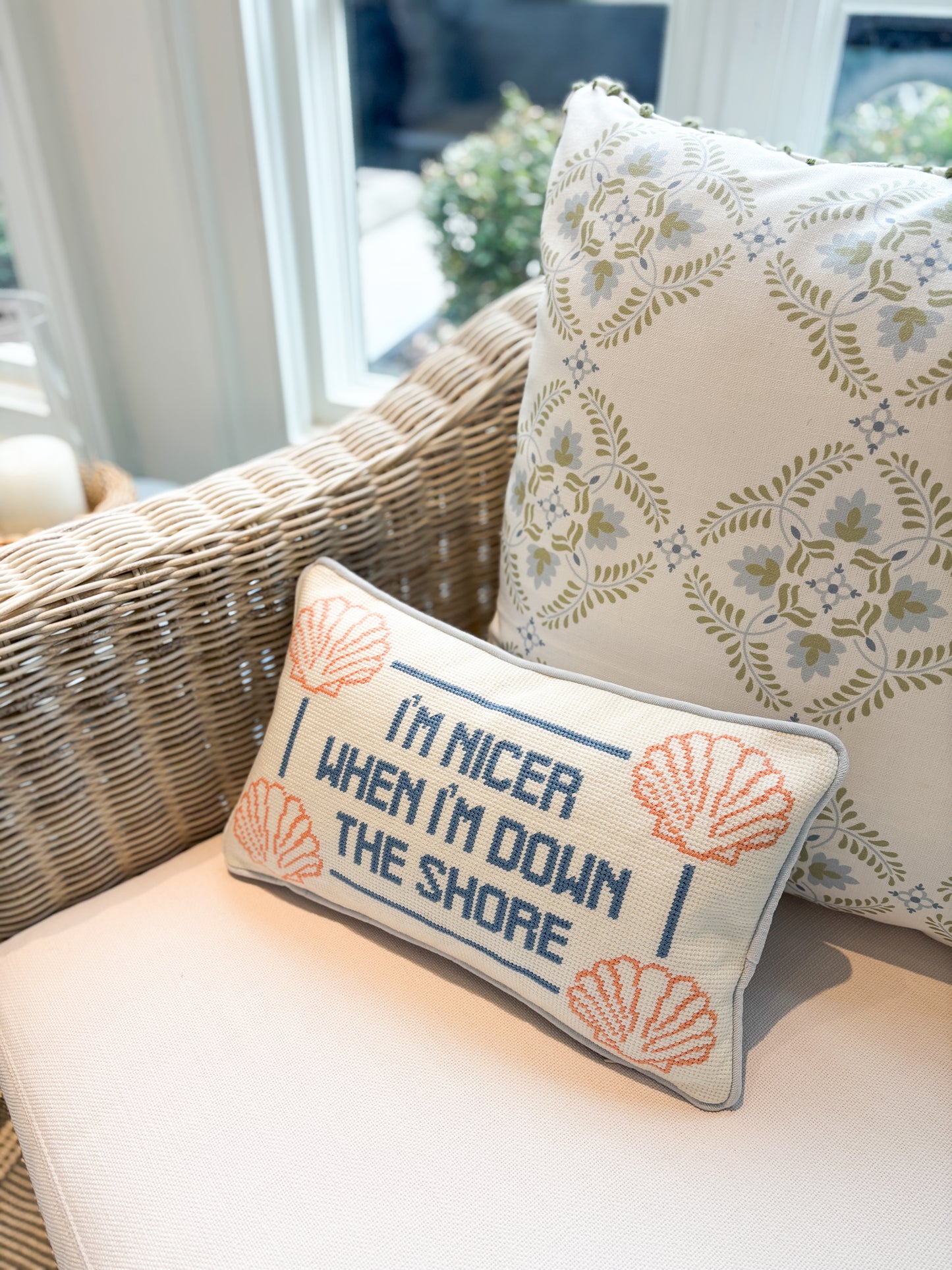 Needlepoint Pillow “I’m Nicer When I’m Down the Shore”