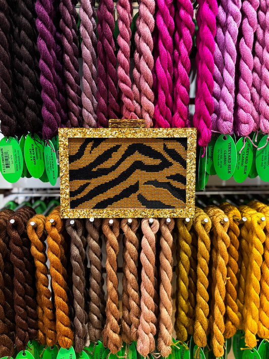the𝗡𝗗𝗟𝗣𝗧bag™️ acrylic clutch with painted tiger stripes