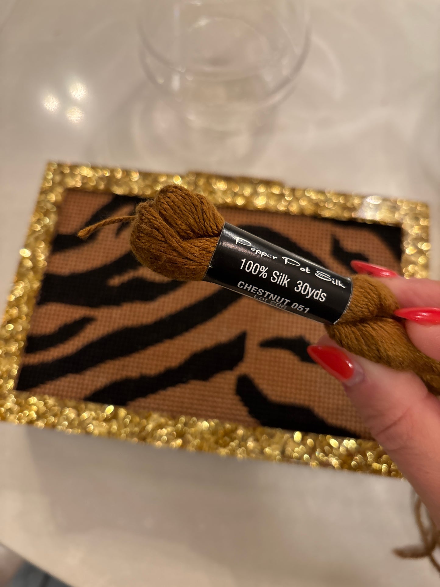 the𝗡𝗗𝗟𝗣𝗧bag™️ acrylic clutch with painted tiger stripes