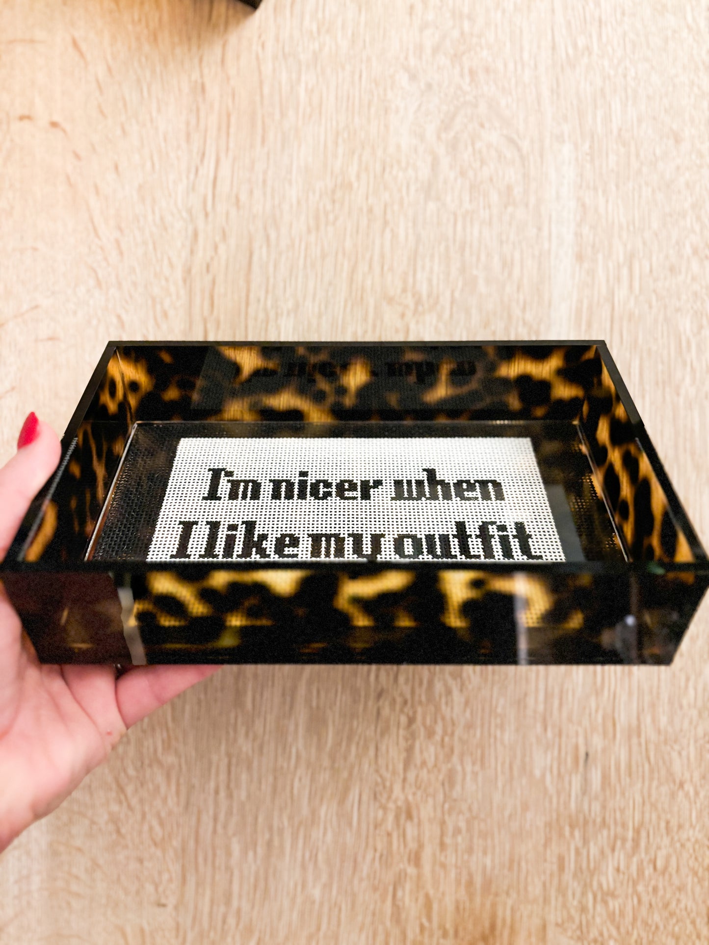 tortoise acrylic needlepoint tray