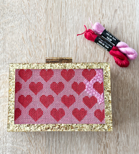 the𝗡𝗗𝗟𝗣𝗧bag™️ acrylic clutch with painted hearts