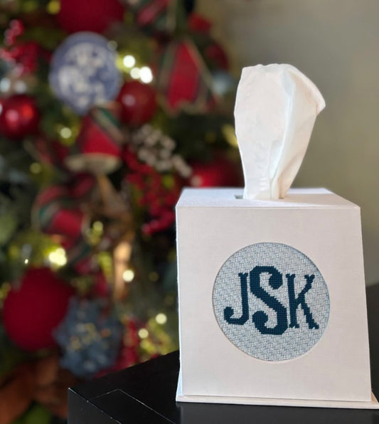 self-finishing Linen Tissue Box with insert front