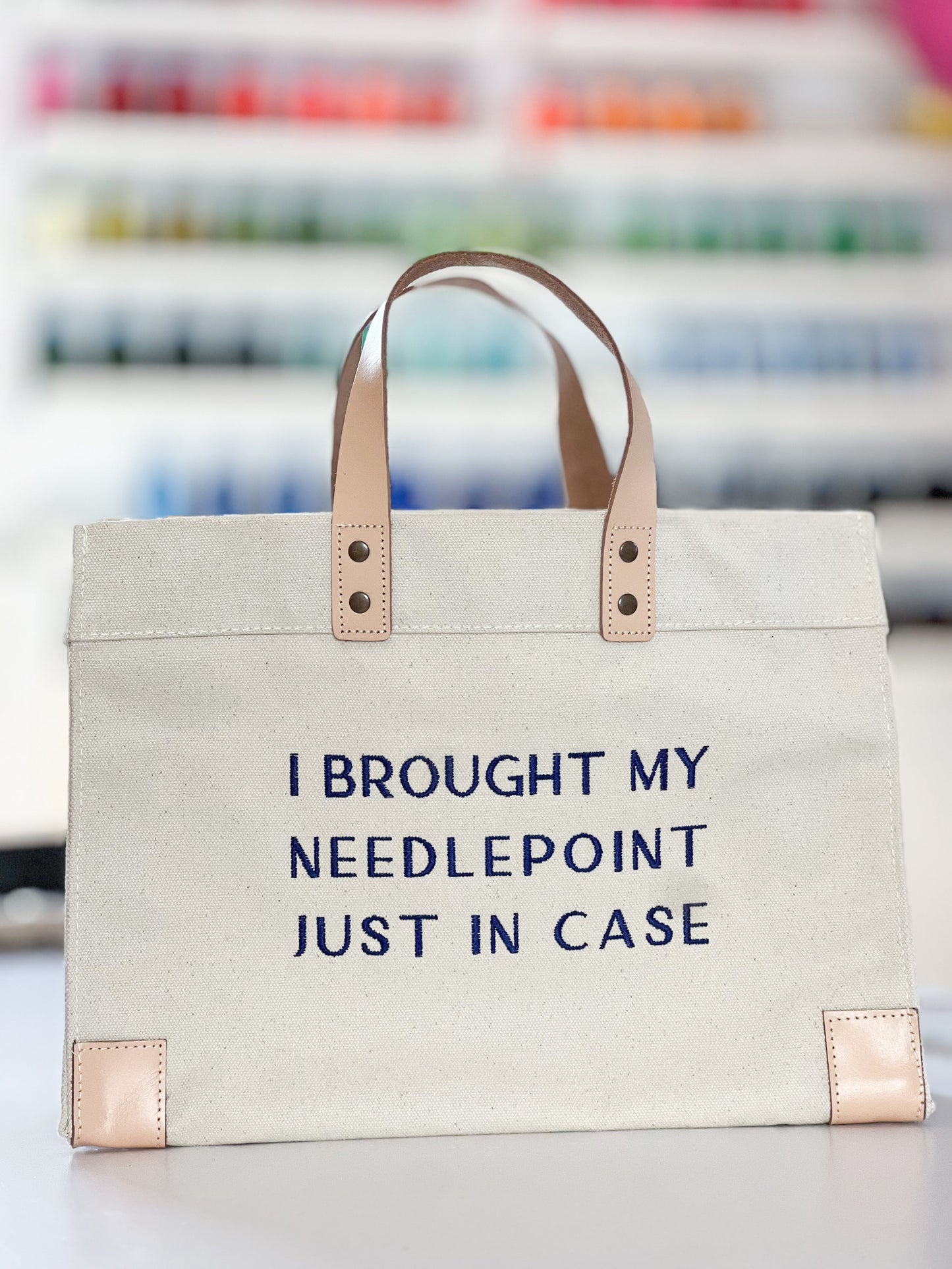 Mini Box Tote - I Brought My Needlepoint Just In Case